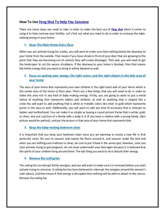 11 Feng Shui Tips To Increase Fertility