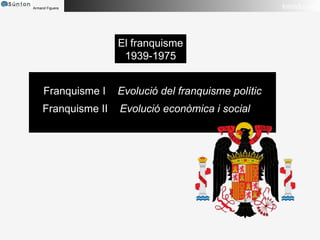 Introducció El franquisme 1939-1975 Franquisme I  Evolució del franquisme polític Franquisme II  Evolució econòmica i social 