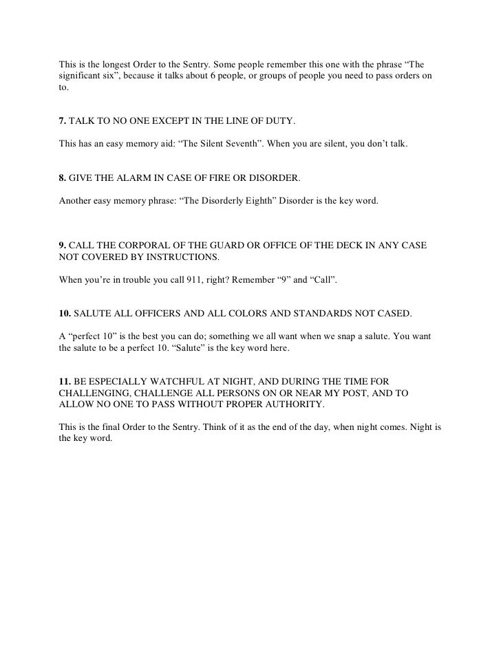 11 general orders of the sentry 11 general orders