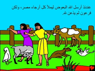 ‫ﻋﻨﺪﺉﺬ أرﺱﻞ اﷲ اﻟﺒﻌﻮض ﻟﻴﻤﻸ آﻞ أرﺟﺎء ﻡﺼﺮ، وﻟﻜﻦ‬
                          ‫ﻓﺮﻋﻮن ﻟﻢ ﻳﺬﻋﻦ ﷲ.‬
 