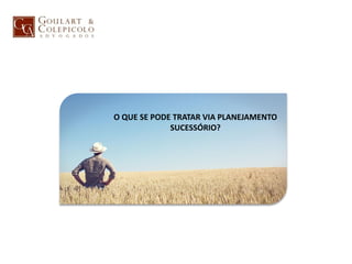 O QUE SE PODE TRATAR VIA PLANEJAMENTO
SUCESSÓRIO?
 