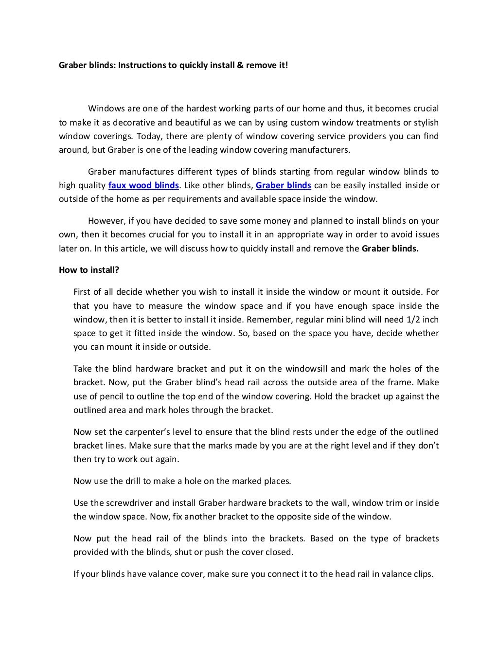 graber blinds instructions to quickly install & remove it!