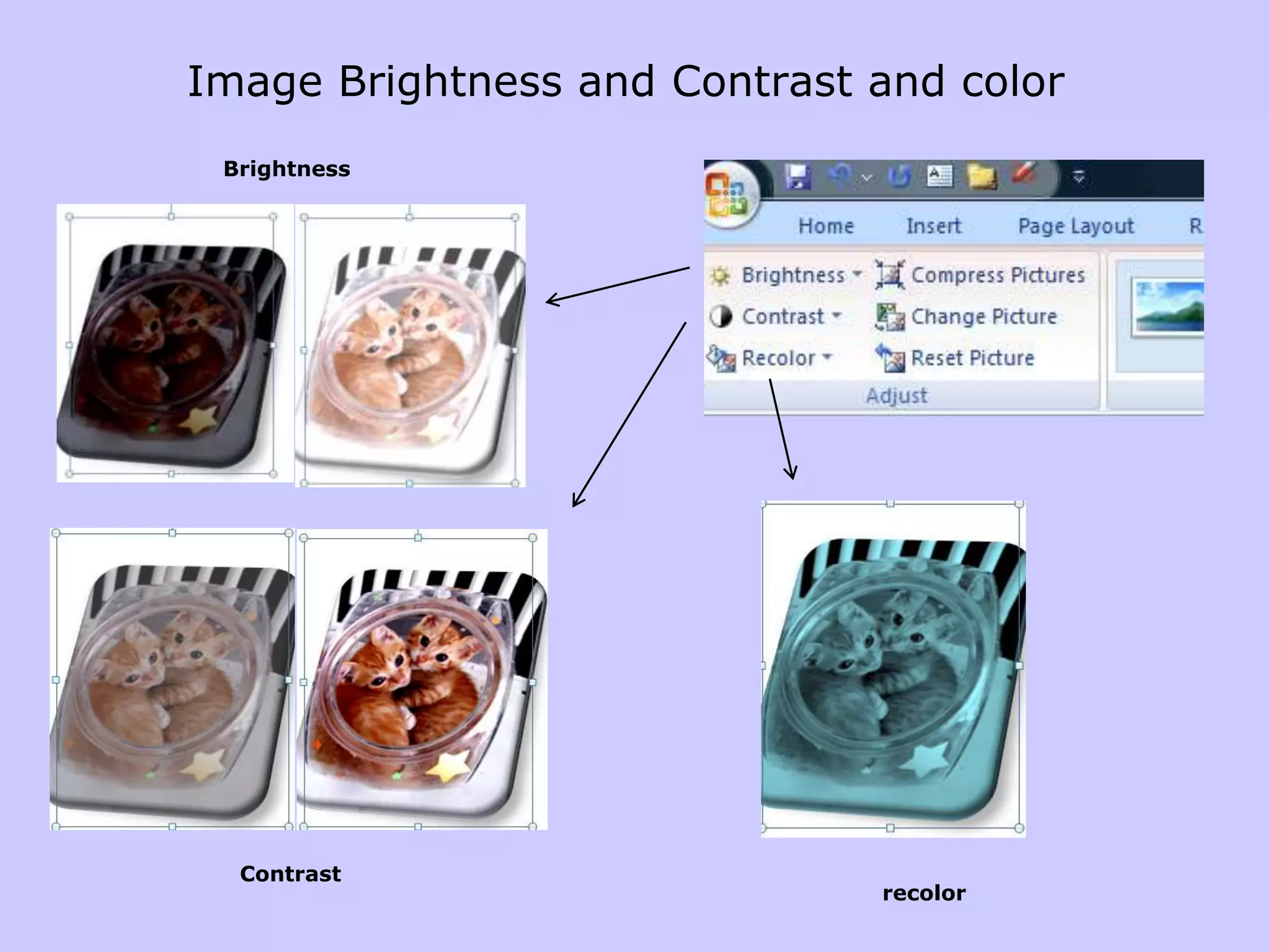 GroupingOften times you use more than one shape or graphic to form an image or logo. Word lets you “GROUP” the components so that you don’t have to move each one separately when you need to reposition.3 Shapes3 shapes arrangedOnce the shapes are arranged the way you want them, select one, then select the other components by holding down the controlkey and clicking until they are all selected. Carefully right click in the center of one of the selected components and choose “GROUP”Now all three work as one and the entire image can be moved or resized.