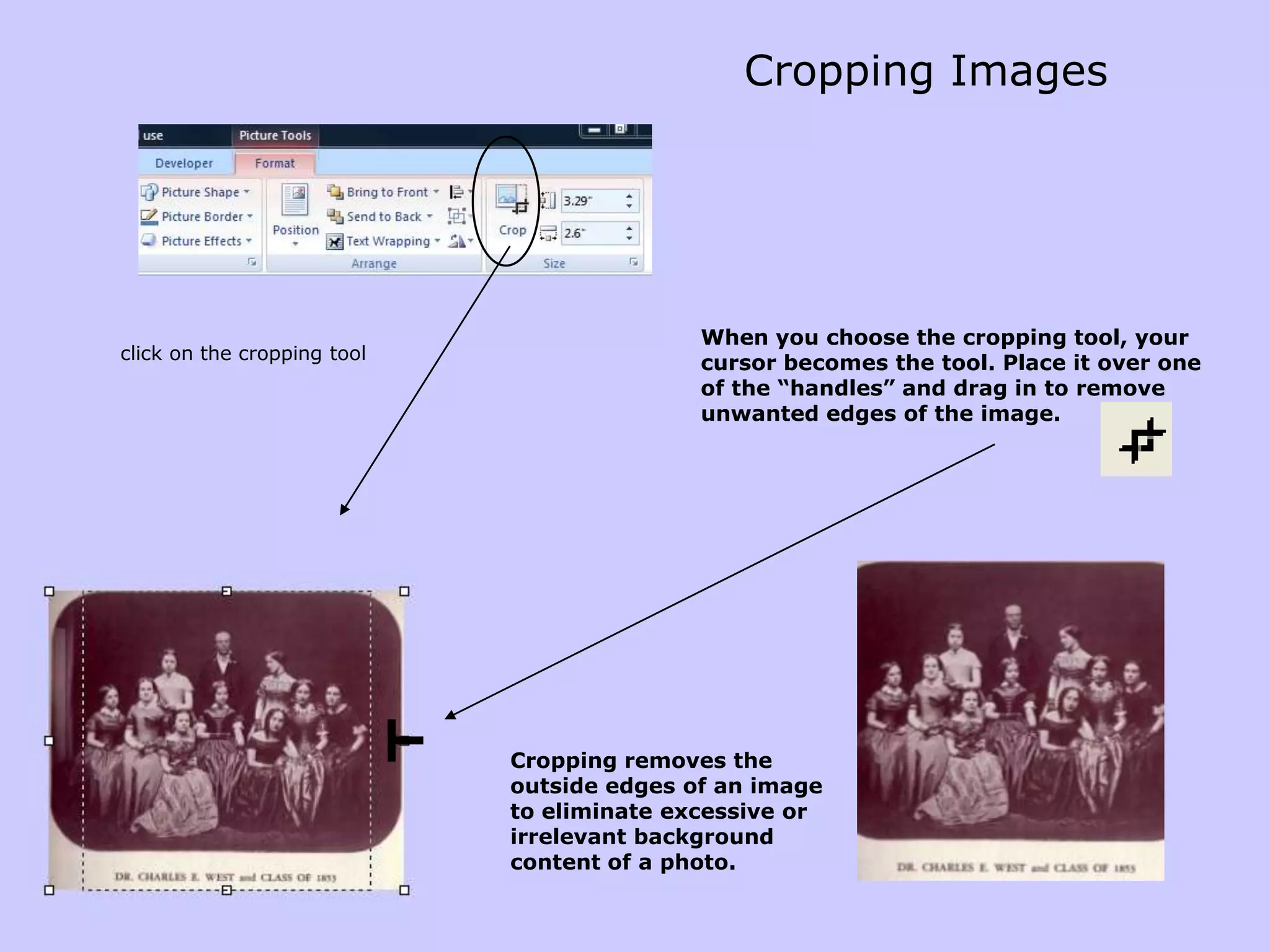 Click “Bring to Front”2Right click on the heart1Now the heart is in front of the arrow.3Right ClickLayering GraphicsYou may want to put one shape in front or behind the other.  The default is that the image created last is on the top.  Word lets you change that by changing the “ORDER”This step has to be done before components are “grouped”