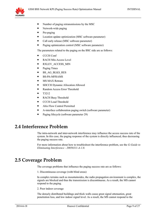 11 gsm bss network kpi (paging success rate) optimization manual