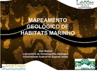 MAPEAMENTO
GEOLÓGICO DE
HABITATS MARINHO
Alex Bastos
Laboratório de Oceanografia Geológica
Universidade Federal do Espírito Santo
 