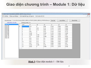 21
Giao diện chương trình – Module 1: Dữ liệu
Hình 3: Giao diện module 1 – Dữ liệu
 