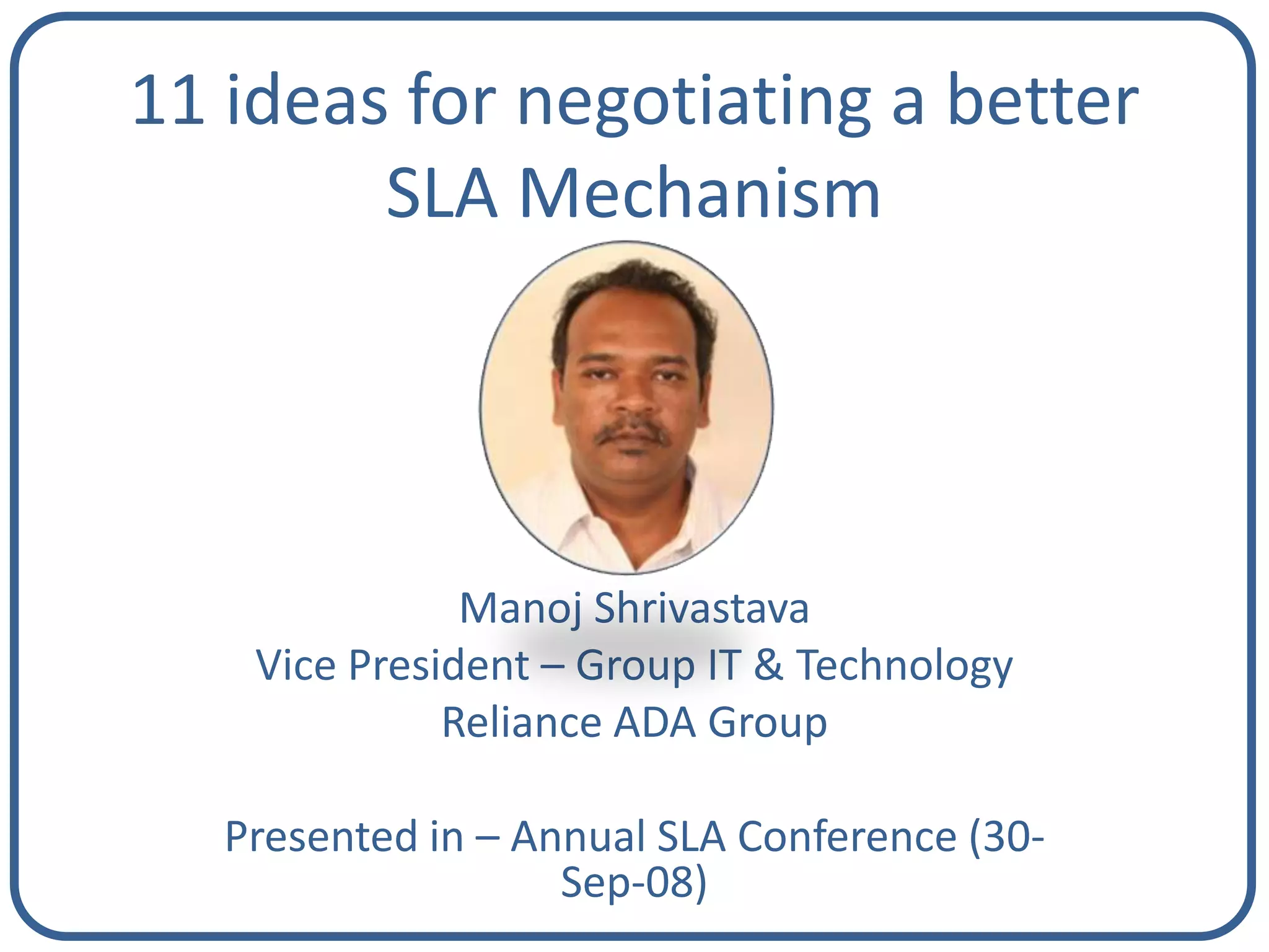 11 Ideas For Negotiating A Better SLA Mechanism