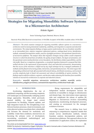 Strategies for Migrating Monolithic Software Systems to a Microservice ...