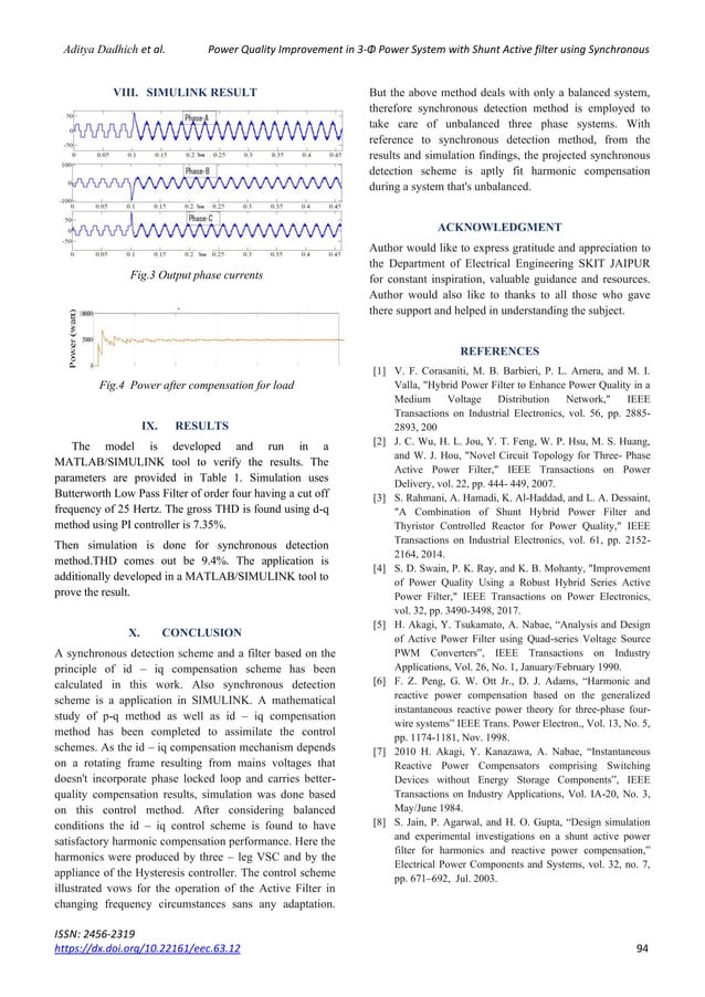 Power Quality Improvement in 3-Φ Power System with Shunt Active filter ...