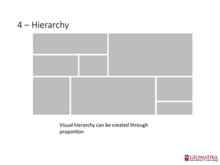 4 C Hierarchy
Visual hierarchy can be created through
proportion
 