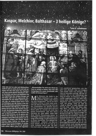 Kaspar, Melchior, Balthasar - 3 heilige Könige?