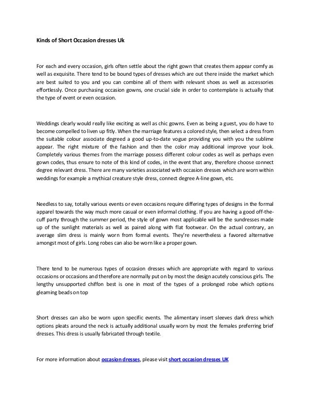 11 kinds of occasion dresses uk