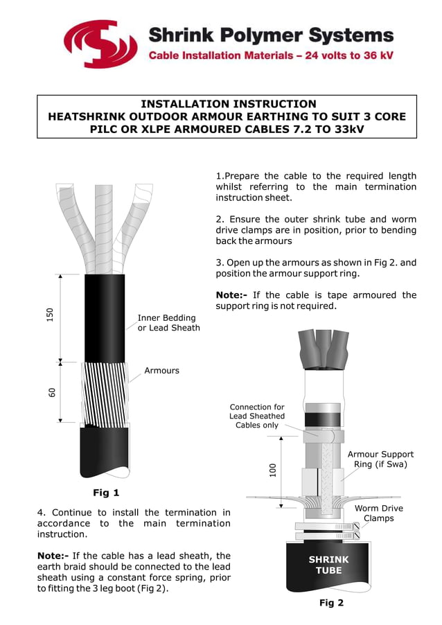 11kV 33kV Heat Shrink Terminations - Outdoor Armour Earthing Kits XLPE ...