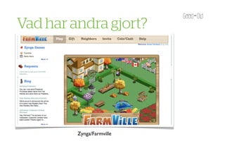 Vad har andra gjort?




         Zynga/Farmville
 