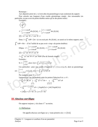 >
? )
!"γ * γ " + /*/ ! $
) - "
# ) !
01
7&38 πθ
θ
θ
∈
=
=
7&38
+
+
πθ
θ
θ
∈
=
−=
$
=+= θθ &&&&
4 $&
&
3
πθ
π
== " # 7>38 πθ ∈ -
$>
>
3
πθ
π
= % # @ A !
0 7&38 πθ
θ
θ
∈
=
=
7&38
+
+
πθ
θ
θ
∈
=
−=
θθ &&&&
+=
+=
π
θθθ
&
3
&&&&
" !
B
'
!"+
!"+
+= &&
!"+!"+!"γ
) 78!" ∈=
78
!"
∈
=
=
+= &
!"+
1 # &
$
3 3>
( ) &
&
&
>
C>
&
3&
&
3
&
&
$
3
&
3
&
&
&
&
3
&
>>&
!!&"&"!&"$
&
&
$>
+×+++=
+=
+
=
==+=+=
=
≥=
↑
=
=
↑
. ( γ &
$
! 4
. # γ # !" $
touscours.net
 