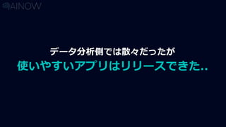 データ分析側では散々だったが
使いやすいアプリはリリースできた..
 
