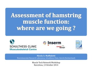 Nicola A. Maffiuletti 
Neuromuscular Research Laboratory, Schulthess Clinic, Zurich (Switzerland) 
Muscle Tech Network Workshop 
Barcelona, 13 October 2014 
 