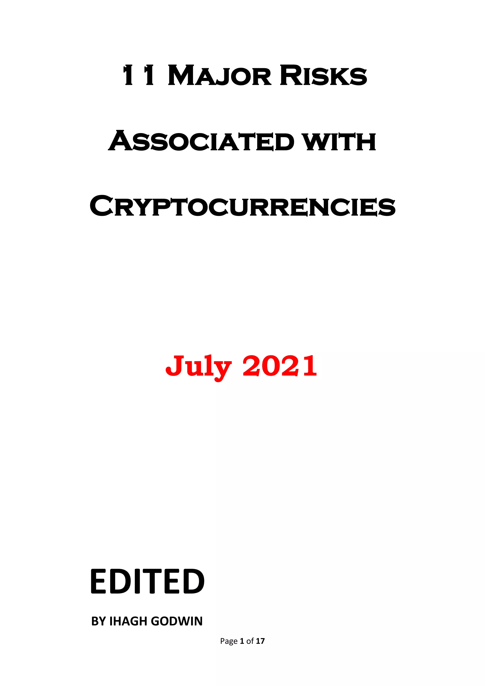 11 Major Risks Associated with Cryptocurrencies | PDF