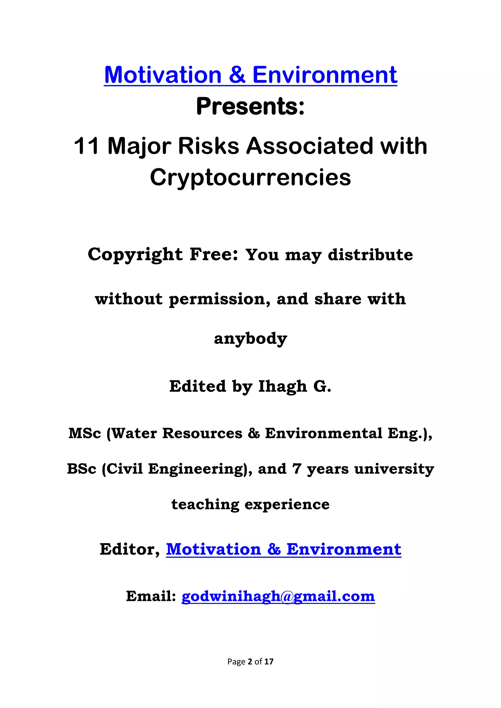 11 Major Risks Associated with Cryptocurrencies | PDF