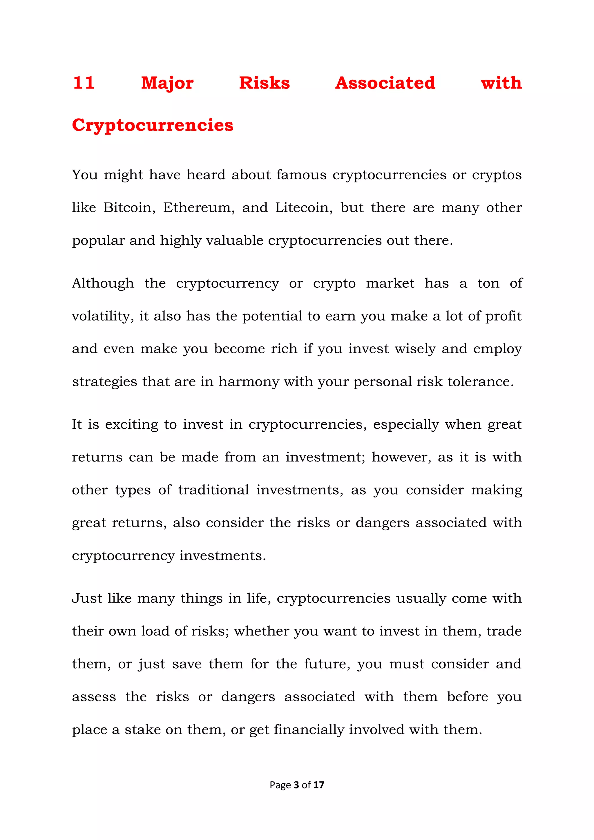 11 Major Risks Associated with Cryptocurrencies | PDF