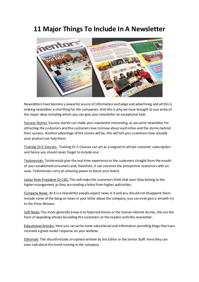 11 major things to include in a newsletter