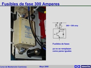 Mayo 2009Curso de Mantención Camiones
Fusibles de fase 300 Amperes
Fusibles de fases
ya no se remplazan
como pares iguales
300 + 300 amp
 