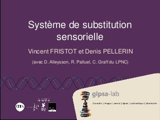 Système de substitution
sensorielle
Vincent FRISTOT et Denis PELLERIN
(avec D. Alleysson, R. Palluel, C. Graff du LPNC)
 