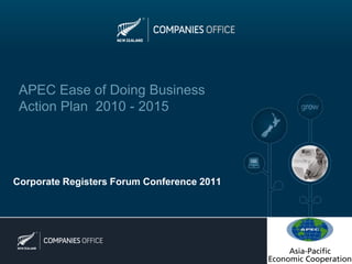 APEC Ease of Doing Business
 Action Plan 2010 - 2015




Corporate Registers Forum Conference 2011
 