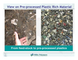 View on Pre-processed Plastic Rich Material




  From feed stock to pre processed plastics
       feed-stock    pre-processed
 