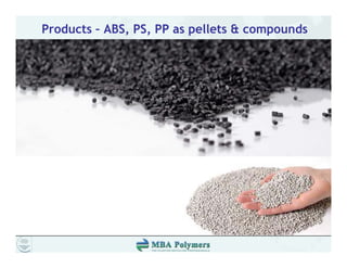 Products – ABS, PS, PP as pellets & compounds
 