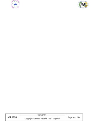 ICT ITS1
Version:01
Page No.- 23 -
Copyright: Ethiopia Federal TVET Agency
 
