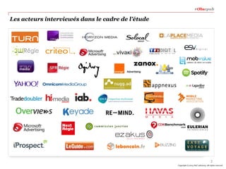 #Obsepub

Les acteurs interviewés dans le cadre de l’étude

2
Copyright © 2014 PwC Advisory. All rights reserved

 