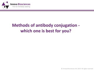 © Innova Biosciences ltd. 2014. All rights reserved
Methods of antibody conjugation -
which one is best for you?
 