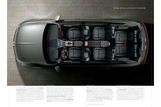 space. Travel. wiTh 6 or 7 on board.




1sT row                                                    2nd row                                                      3rd row                                                             power lifTgaTe

Premium leather-trimmed, heated and cooled 12-way          The versatile 2nd row of mkT, with best-in-class leg         Best-in-class leg room supplies the space your                      Formed with weight-saving magnesium, the sweeping
power front seats include a power lumbar feature for       room, can be outfitted one of three ways. a standard         passengers desire, while a standard fixed glass                     rear power liftgate of Lincoln mkT opens and closes
adjustable back support. Power-adjustable brake and        60/40 split fold-flat bench seat with heated outboard        Vista Roof TM provides a view that’s far from ordinary.             easily. To access the spacious cargo area, just enter
accelerator pedals can be positioned where they’re most    sections allows seating for 7 (2 in front, 3 in the middle   Outlets for the tri-zone electronic automatic temperature           your code in the Securicode TM invisible keypad, or press
comfortable. an auto Exit feature on the leather- and      and 2 in back). For 6-passenger seating, available           control help passengers maintain their comfort level.               a button on the instrument panel or Intelligent access
wood-trimmed power tilt/telescoping steering column        heated and cooled 2nd-row buckets with power lumbar          For cargo, the 50/50 split bench seat folds flat into the           key. The liftgate opens to 17.9 cu. ft. of cargo space that
retracts the wheel as you exit. To turn on the accessory   offer easy pass-through access to children seated in         floor. an available PowerFold® 3rd-row seat makes                   can expand to a generous 75.9 cu. ft. by folding down
power features, press the auto Start button without        the 3rd row. Not needed? an available refrigerated           it more effortless and, if needed, can even flip over               the 2nd- and 3rd-row seats. access granted.
pressing the brake. Enjoy your stay.                       console (shown) can fill that space. Get ready to chill.     to form a rear-facing tailgate seat.1

                                                                                                                        1
                                                                                                                            Do not drive vehicle when 3rd row is in tailgate position.
 