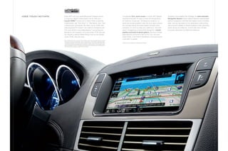 voice. Touch. acTivaTe.   Enter mkT with your paired Bluetooth® -enabled phone                                                   The standard 8-in. touch screen in Lincoln mkT defines       Included in the available Elite Package, the voice-activated
                          or plug your digital media player into its USB port.                                                   simplicity and ease. To raise or lower the temperature,      Navigation System (shown below) features sophisticated
                          Lincoln SYNC ®1 knows you’re there. Press a steering                                                   for instance, simply say “Temperature up/down” or            speech-recognition software that makes control incredibly
                          wheel button, say “call office” or “Play Genre: Jazz,” and                                             touch the climate quadrant, then the up or down arrows.      easy. Just say the name of your destination while driving,
                          it follows your commands. But that’s not all. SYNc with                                                You can also adjust the audio system through voice           and a course is plotted. In Route Guidance mode, upcoming
                          class-exclusive 911 assistTM can make an emergency call                                                activation, or touch to make your selections. and with       street names are called out. a bird’s-eye view includes
                          from your phone if any airbag deploys,2 connecting you                                                 nearly 10 gigabytes of hard-drive storage for a music        on-screen landmarks for additional reference.
                          directly to a 911 operator, not a call center. SYNc also lets                                          jukebox and built-in photo gallery, the touch screen
                          you request a Vehicle Health Report that can be viewed                                                 goes beyond functional to flat-out fun. You can even
                          online. SYNc. Say the word.                                                                            watch DVDs, in full THX® II certified 5.1 Surround sound,3
                                                                                                                                 when mkT is parked.
                          1
                              Driving while distracted can result in loss of vehicle control. Only use mobile phones and other
                              devices, even with voice commands, when it is safe to do so. 2 The vehicle’s electrical system
                              (including the battery), the wireless service provider’s signal, and a connected mobile phone      3
                                                                                                                                     Vehicle must be equipped with available Elite Package.
                              must all be available and operating for 911 Assist to function properly. These systems may
                              become damaged in a crash. The paired mobile phone must be connected to SYNC, and the
                              911 Assist feature enabled, in order for 911 to be dialed.
 