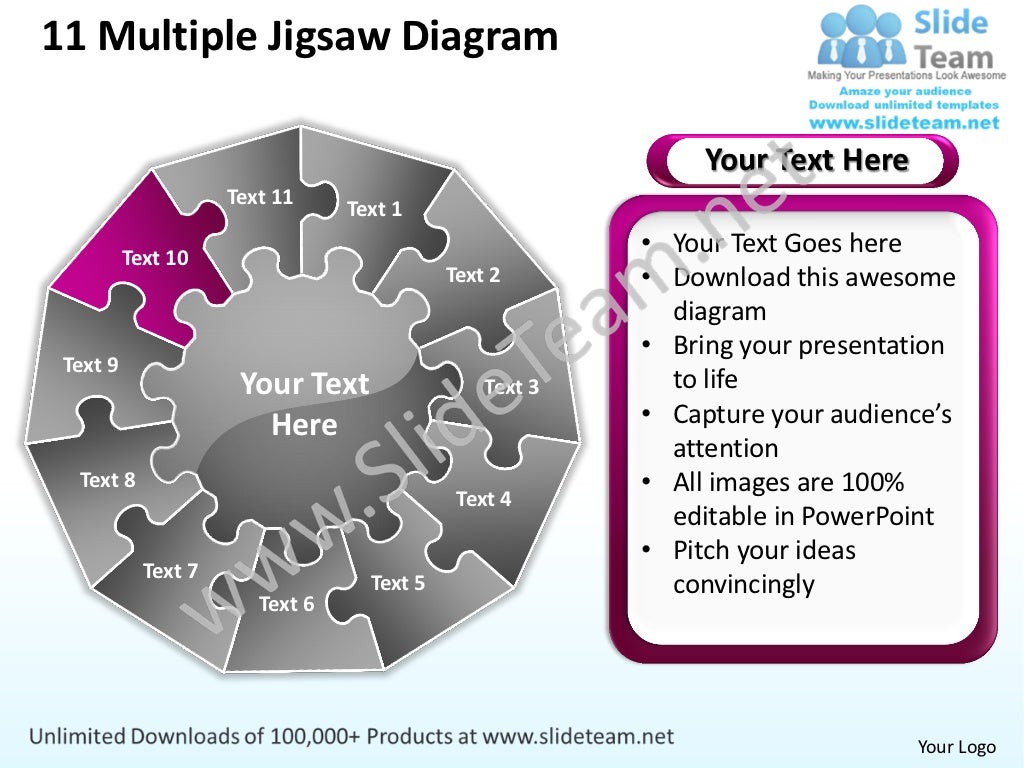 11 multiple jigsaw diagram powerpoint templates 0712