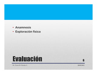 Evaluación
• Anamnesis
• Exploración física
Dr. Victor H. Ortuño C. 30/05/2015
6
 