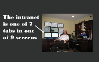 The intranet
is one of 7
tabs in one
of 9 screens
 