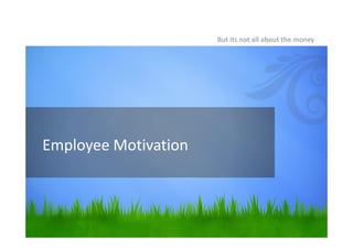 Employee Motivation
But its not all about the money
 