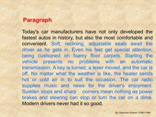 Car Par Short Notes Presentation about Paragraphs, English.ppt