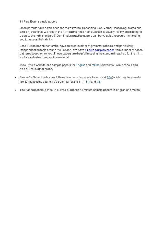 11 plus exam sample