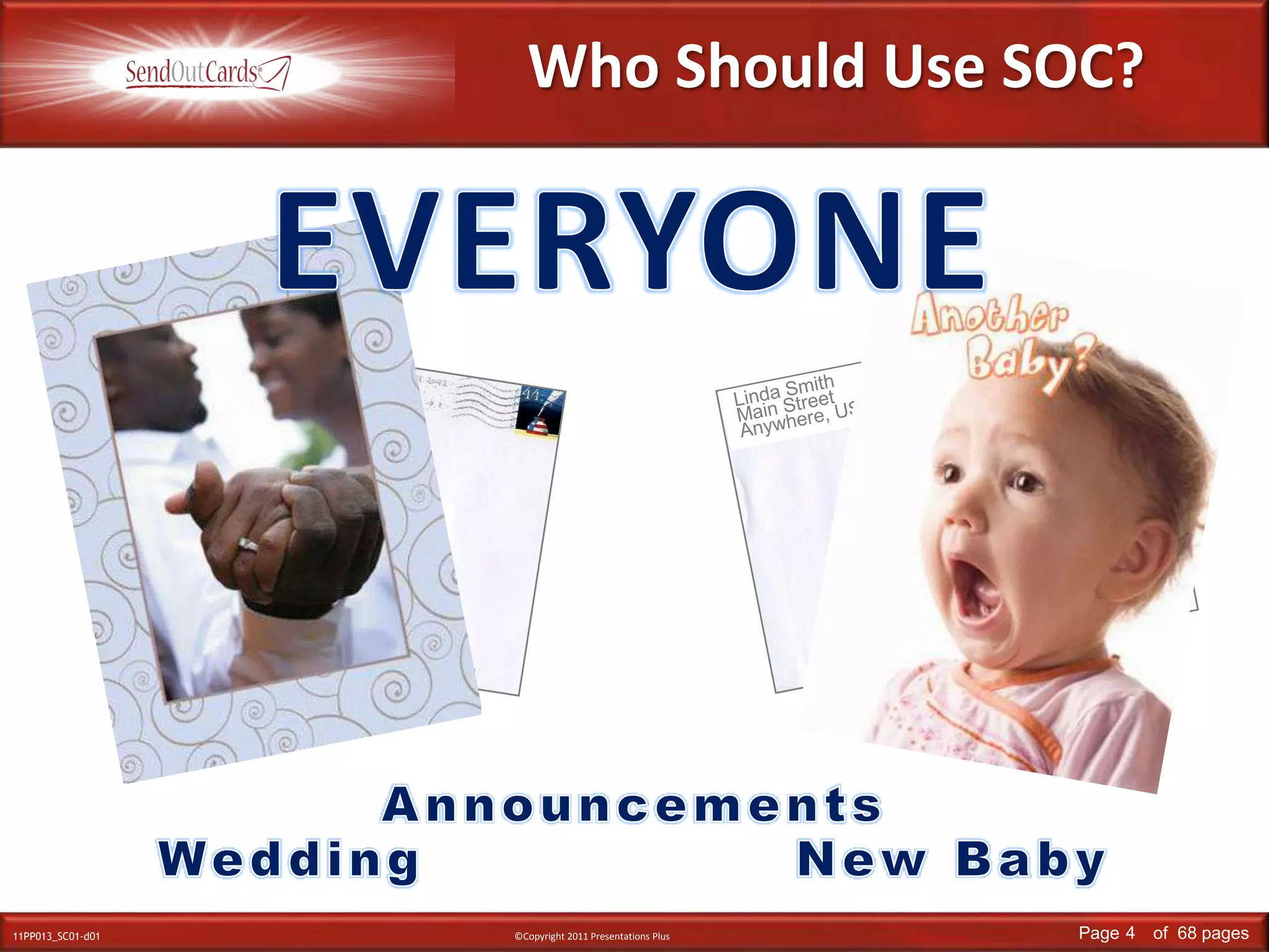 EVERYONELinda SmithMain StreetAnywhere, USALinda SmithMain StreetAnywhere, USAMr. & Mrs. John SmithMain StreetAnywhere, USAMr. & Mrs. John SmithMain StreetAnywhere, USAWho Should Use SOC?AnnouncementsWedding                 New Baby