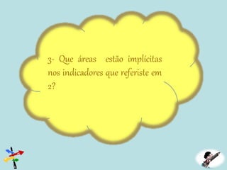 3- Que áreas estão implícitas
nos indicadores que referiste em
2?
 