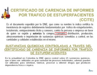 CERTIFICADO DE CARENCIA DE INFORMES
POR TRAFICO DE ESTUPERFACIENTES
(CCITE)
SUSTANCIAS QUIMICAS CONTROLADAS A TRAVES DEL
CERTIFICADO DE CARENCIA DE INFORMES POR TRAFICO
DE ESTUPERFACIENTES
 