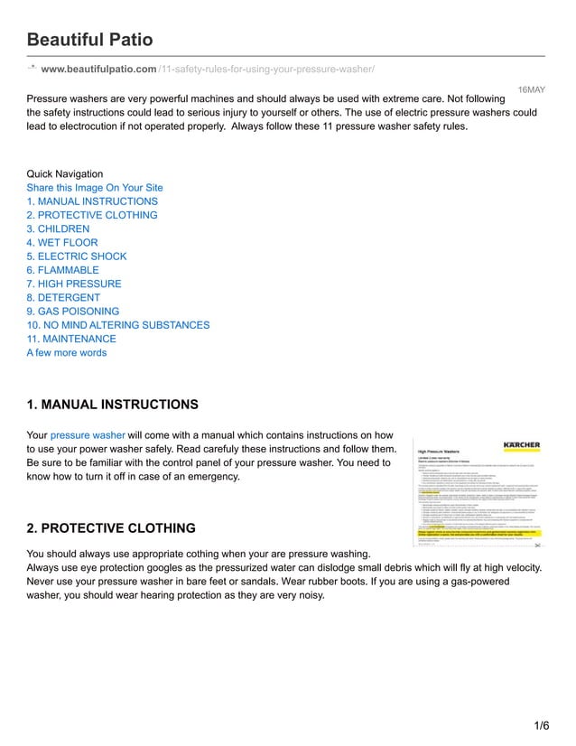 11 pressure washer safety rules PDF