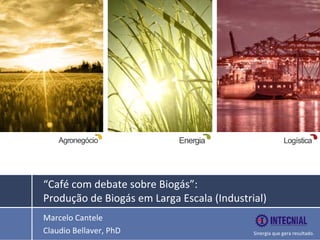 “Café com debate sobre Biogás”:             
Produção de Biogás em Larga Escala (Industrial)
Marcelo Cantele
Claudio Bellaver, PhD                       Sinergia que gera resultado.
 