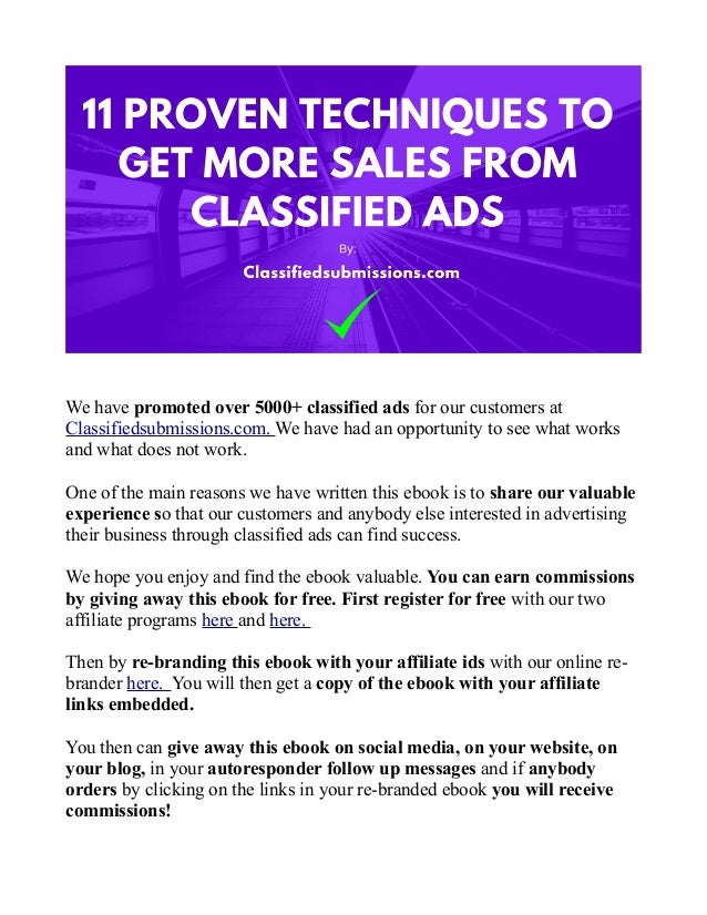 11 Proven Techniques To Get More Sales From Classified Ads 7dy2jew5 11 Proven Techniques To Get More Sales From Classified Ads 7dy2jew5
