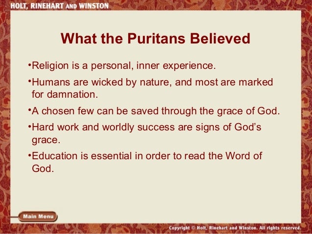 What were the Puritans' views of work and worldly success?