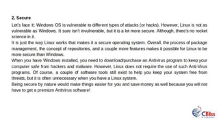 11 reasons why linux is better than windows | PPT